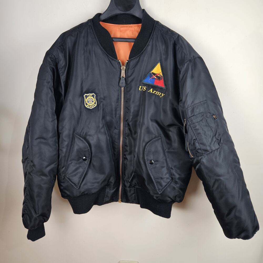 Rothco MA-1 flyers Jacket Men XL Black Large Army Patch US Army patch